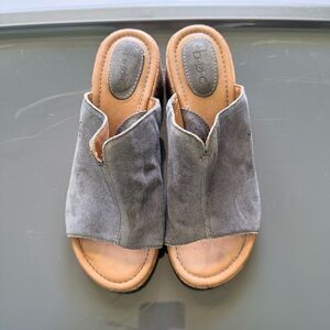 b.o.c. Women's Catia Slip On Wedges in Gray Blue Suede sz 8 Leather by BORN
